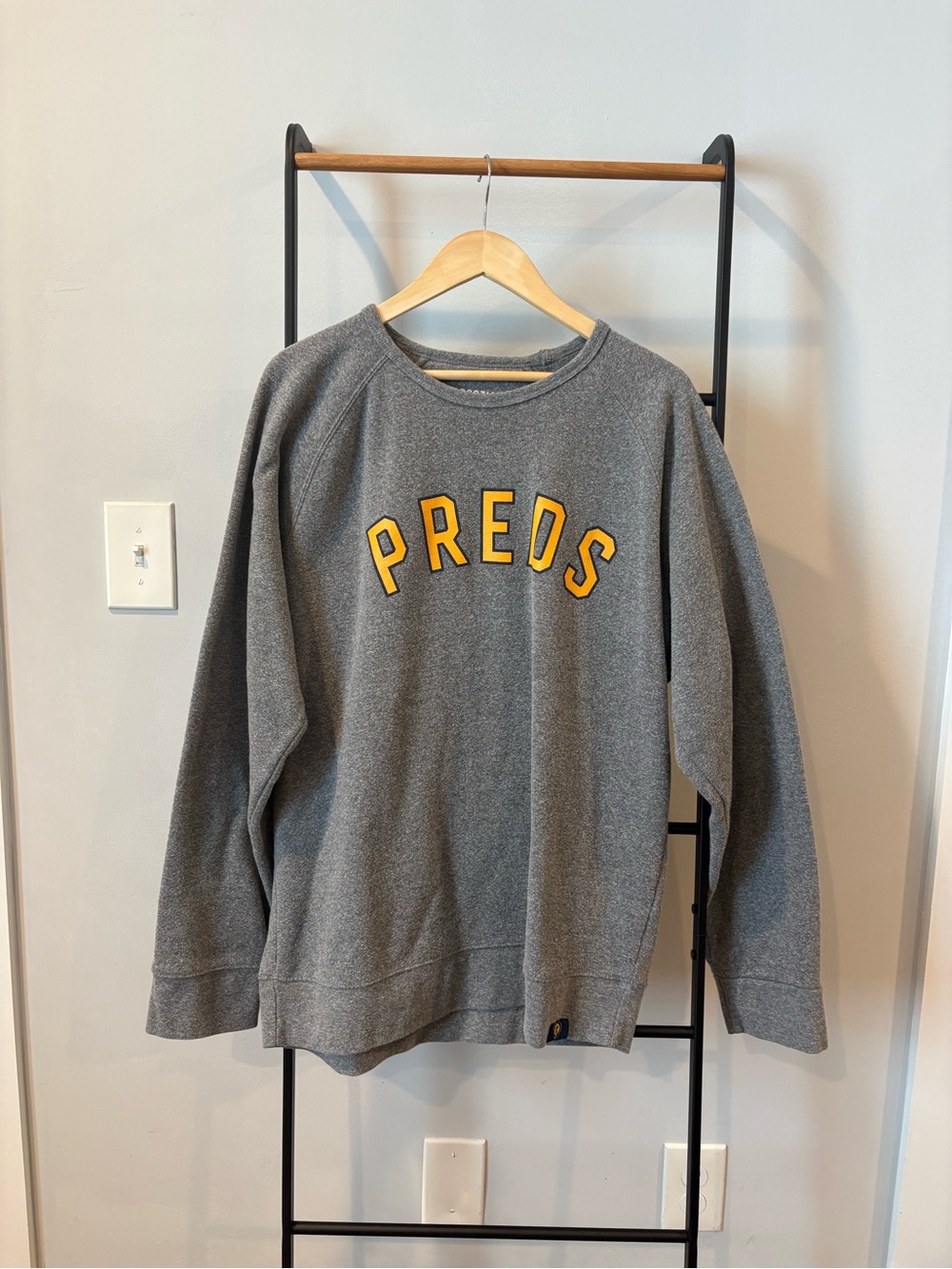 Nashville Predators “Preds” Gray Crewneck Sweatshirt with Yellow Lettering